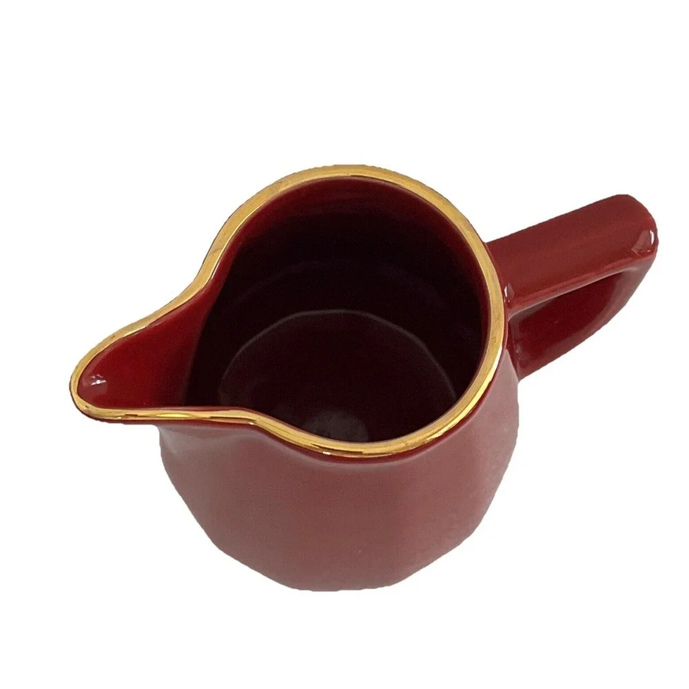 Apilco Flora, Red with Goldrim‎ Creamer - Made in France